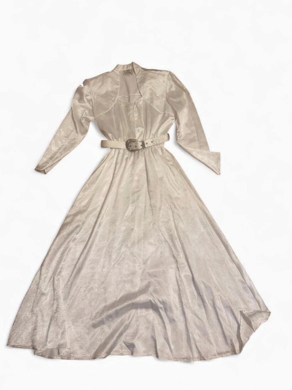 1849 Vintage White Belted Maxi Dress